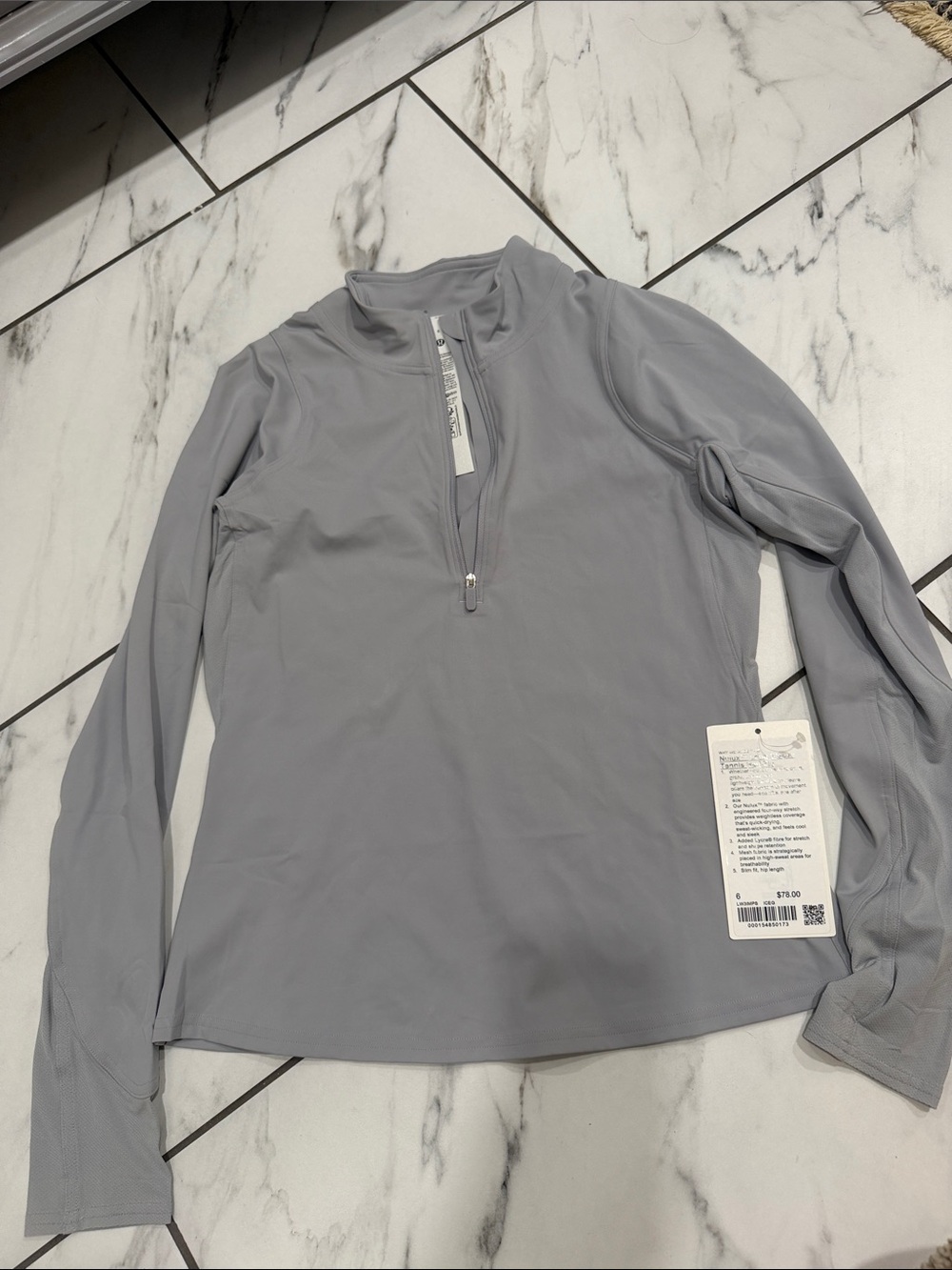 lululemon athletica grey long sleeve tennis half zip